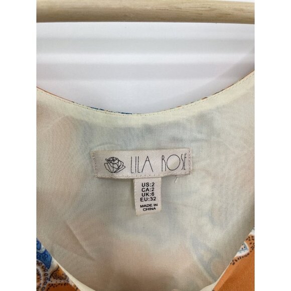 Lila Rose‎ Women’s Scoop Neck Paisley Print Mini Slip Dress Size 2 - Picture 5 of 13